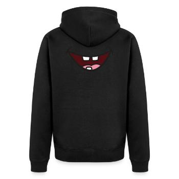 Maul mit 3 Zähnen - Unisex Premium Bio Zip Hoodie - Schwarz - Hinten - Nico (187cm)