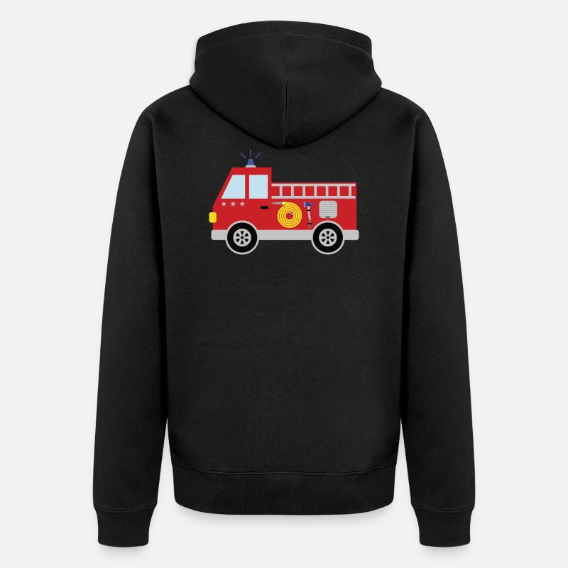 Camion de pompiers avec étoiles - Veste à capuche bio Premium Unisexe - noir