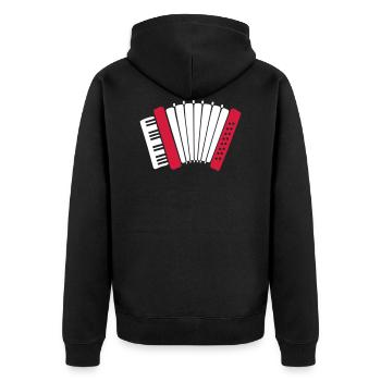 Akkordeon - Unisex Premium Bio Zip Hoodie - Schwarz - Hinten - Nico (187cm)