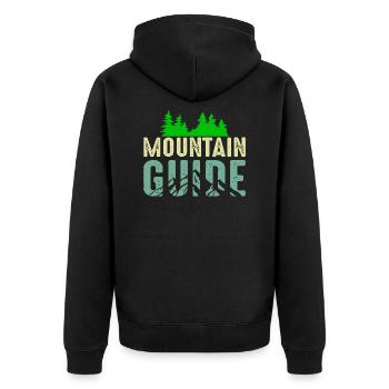 Mountain Guide - Unisex Premium Bio Zip Hoodie - Schwarz - Hinten - Nico (187cm)