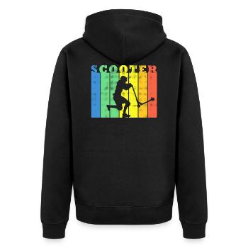Stunt Scooter Jungen Tretroller Teenager Roller - Unisex Premium Bio Zip Hoodie - Schwarz - Hinten - Nico (187cm)
