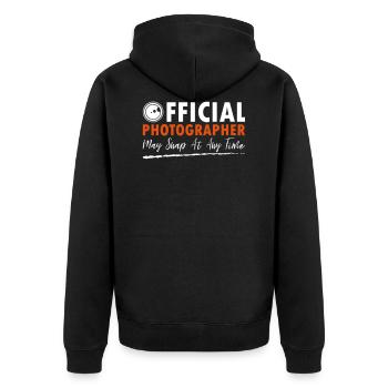 Official Photographer - Unisex Premium Bio Zip Hoodie - Schwarz - Hinten - Nico (187cm)