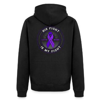 Sein Kampf ist hodgkin Lymphom-Krebs - Unisex Premium Bio Zip Hoodie - Schwarz - Hinten - Nico (187cm)