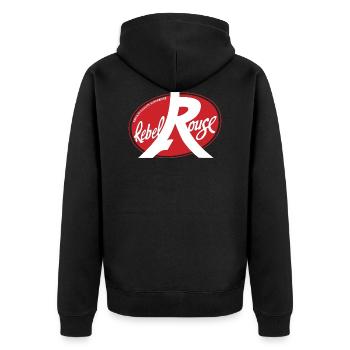 Rebel rouge - Veste à capuche bio Premium Unisexe - noir - Dos - Nico (187cm)