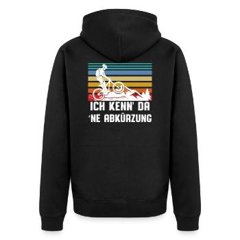 Ich kenn da ne Abkürzung - Unisex Premium Bio Zip Hoodie - Schwarz - Hinten - Nico (187cm)