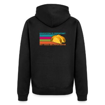 Lustiges Tacos Shirt - Tacos sind wichtig - Unisex Premium Bio Zip Hoodie - Schwarz - Hinten - Nico (187cm)