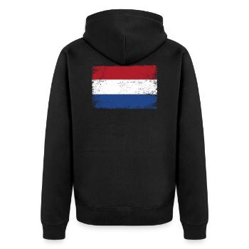 Holland Flagge Niederlande Fahne für Patrioten - Unisex Premium Bio Zip Hoodie - Schwarz - Hinten - Nico (187cm)