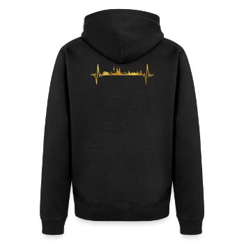 Bremen Skyline Heartbeat - Unisex Premium Organic Zip Hoodie - black - Back - Nico (187cm)