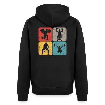 Squat Barbell Dumbbell Fitness Training Gym - Unisex Premium Organic Zip Hoodie - black - Back - Nico (187cm)