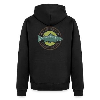 PÊCHE SALMON SEASON - Veste à capuche bio Premium Unisexe - noir - Dos - Nico (187cm)
