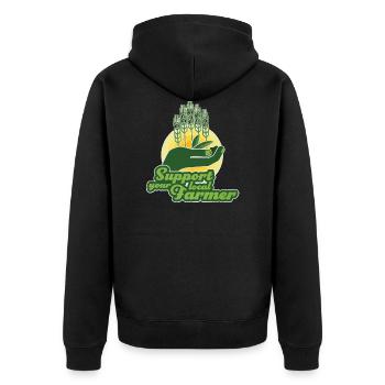 Nachhaltig leben - Unisex Premium Bio Zip Hoodie - Schwarz - Hinten - Nico (187cm)