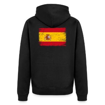 Spanien Flagge Spanische Fahne für Patrioten - Unisex Premium Bio Zip Hoodie - Schwarz - Hinten - Nico (187cm)