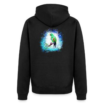 sittich ara,,vogel,graffiti,mint,blau,brush,spray - Unisex Premium Bio Zip Hoodie - Schwarz - Hinten - Nico (187cm)