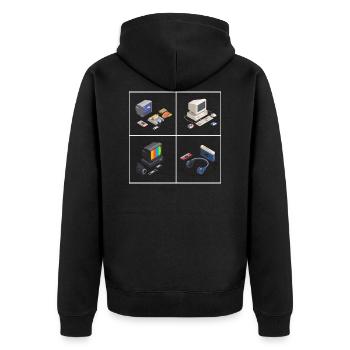 Never Schmiede 90s 90s Never forget gift - Unisex Premium Bio Zip Hoodie - Schwarz - Hinten - Nico (187cm)