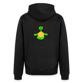 Restez Zen / cadeau humour yoga tortue - Veste à capuche bio Premium Unisexe - noir - Dos - Nico (187cm)