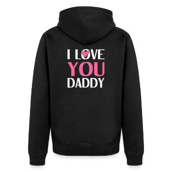 I love you Daddy - Unisex Premium Bio Zip Hoodie - Schwarz - Hinten - Nico (187cm)
