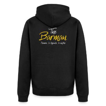 The barman l'homme la légende le mythe - Veste à capuche bio Premium Unisexe - noir - Dos - Nico (187cm)