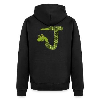 schlange j - Unisex Premium Bio Zip Hoodie - Schwarz - Hinten - Nico (187cm)