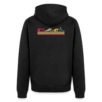 Fitness Vintage Design Plank Muskeln Sport Gym - Unisex Premium Bio Zip Hoodie - Schwarz - Hinten - Nico (187cm)
