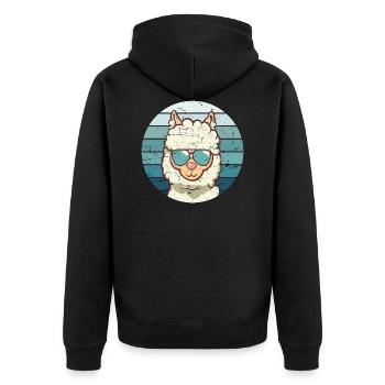 Vintage Lama - Unisex Premium Organic Zip Hoodie - black - Back - Nico (187cm)