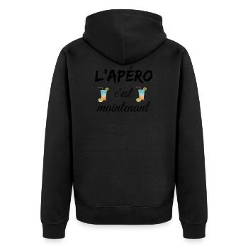 L'apéro c'est maintenant - Veste à capuche bio Premium Unisexe - noir - Dos - Nico (187cm)