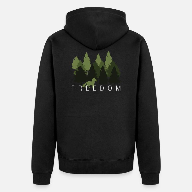 Fuchs Wald Freiheit Spruch - Unisex Premium Bio Zip Hoodie - Schwarz