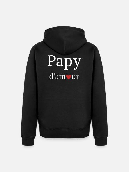 Papy d amour - Veste à capuche bio Premium Unisexe - noir