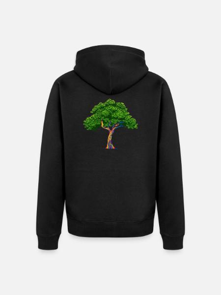 Rainbow Tree Regenbogen-Eukalyptusbaum Geschenk - Unisex Premium Bio Zip Hoodie - Schwarz
