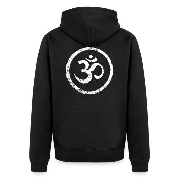 Buddhismus OM Symbol Yoga Zen Tao - Unisex Premium Bio Zip Hoodie - Schwarz - Hinten - Nico (187cm)