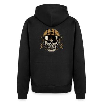 Kopf des Todes Kopf Motorrad krane skull motorcycle - Unisex Premium Bio Zip Hoodie - Schwarz - Hinten - Nico (187cm)