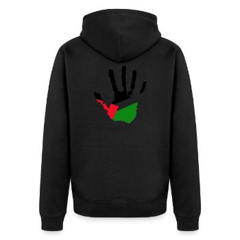 Palästina - Unisex Premium Bio Zip Hoodie - Schwarz - Hinten - Nico (187cm)