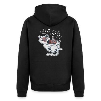 Sweet cat plays violin violin - Unisex Premium Organic Zip Hoodie - black - Back - Nico (187cm)