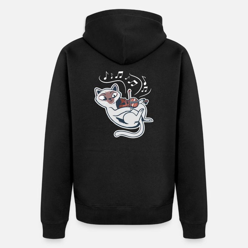 Doux chat joue violon violon - Veste à capuche bio Premium Unisexe - noir