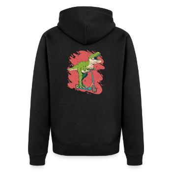 A cool dinosaur on a scooter scooter - Unisex Premium Organic Zip Hoodie - black - Back - Nico (187cm)