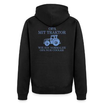 Opa mit traktor Landwirt Geschenk Tierliebhaber - Unisex Premium Bio Zip Hoodie - Schwarz - Hinten - Nico (187cm)