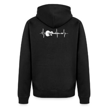 Gitarre Gitarrist Herzschlag - Unisex Premium Bio Zip Hoodie - Schwarz - Hinten - Nico (187cm)