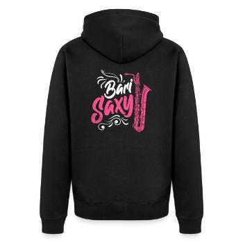 Bari Saxy Funny Baritone Saxophone Baritone Sax - Unisex Premium Organic Zip Hoodie - black - Back - Nico (187cm)