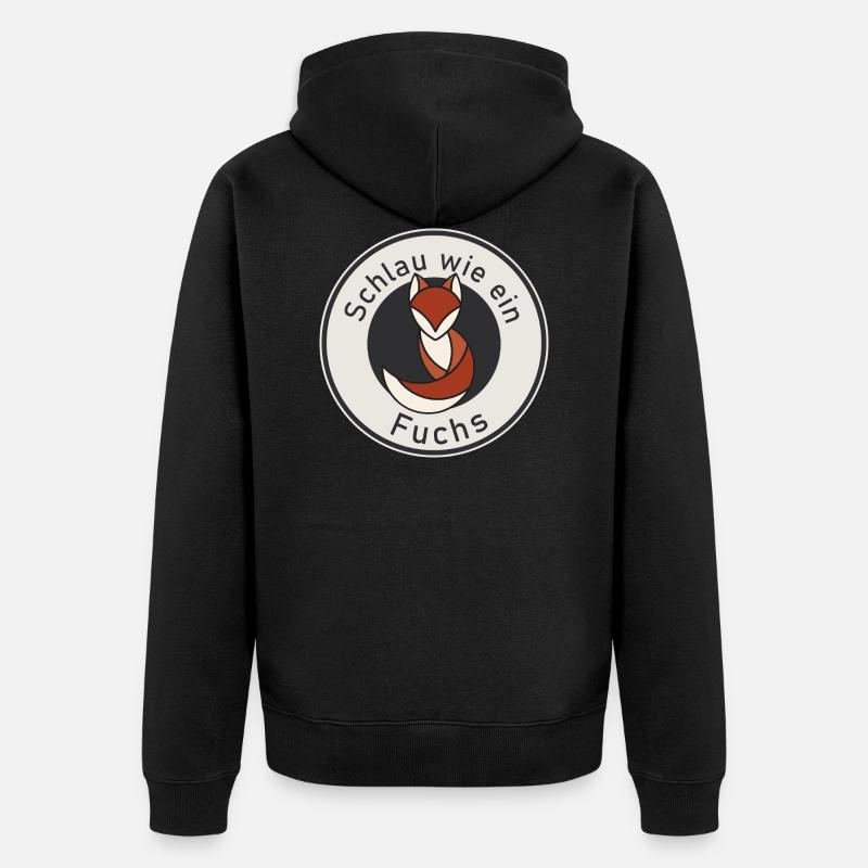 Schlau wie ein Fuchs - Unisex Premium Bio Zip Hoodie - Schwarz