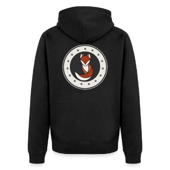 Fuchs Emblem shirt - Unisex Premium Bio Zip Hoodie - Schwarz - Hinten - Nico (187cm)