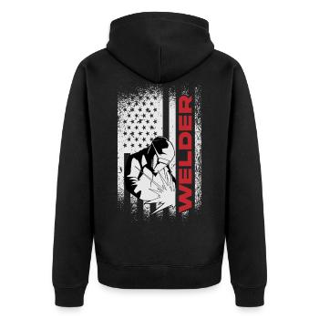 welding welding - Unisex Premium Organic Zip Hoodie - black - Back - Nico (187cm)