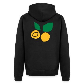 Aprikosenfrucht c2 - Unisex Premium Bio Zip Hoodie - Schwarz - Hinten - Nico (187cm)