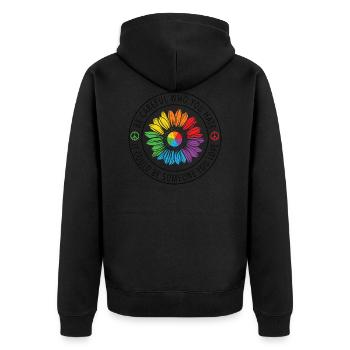 Love Love Gay Rainbow LGBT Design - Unisex Premium Organic Zip Hoodie - black - Back - Nico (187cm)