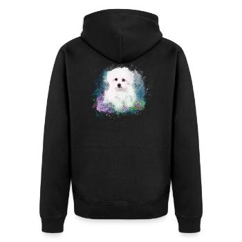 Maltais, chien, blanc, peinture, graffiti, bleu - Veste à capuche bio Premium Unisexe - noir - Dos - Nico (187cm)