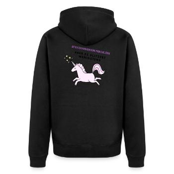 Glitzer Einhorn - Unisex Premium Bio Zip Hoodie - Schwarz - Hinten - Nico (187cm)