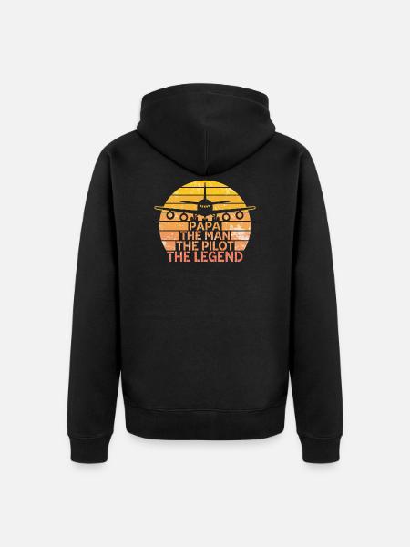 Papa Pilot - Unisex Premium Bio Zip Hoodie - Schwarz