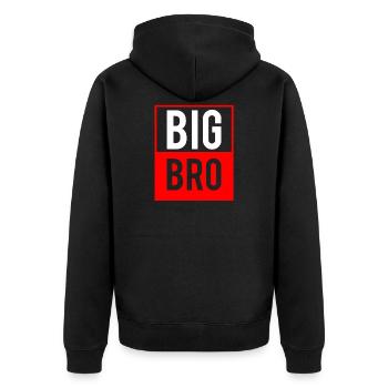 Big Bro - Großer Bruder - Unisex Premium Bio Zip Hoodie - Schwarz - Hinten - Nico (187cm)