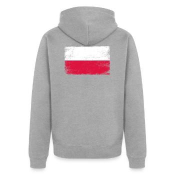 Polen Flagge polnische Fahne für Patrioten - Unisex Premium Bio Zip Hoodie - Grau meliert - Hinten - Nico (187cm)