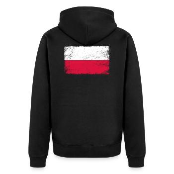 Polen Flagge polnische Fahne für Patrioten - Unisex Premium Bio Zip Hoodie - Schwarz - Hinten - Nico (187cm)