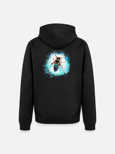 abeille, guêpe, insecte, vol, graffiti, peinture - Veste à capuche bio Premium Unisexe - noir
