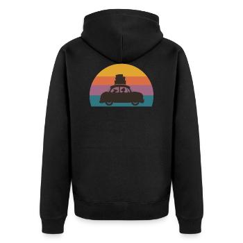 Vacances femme avec chien dans voiture cadeau idée - Veste à capuche bio Premium Unisexe - noir - Dos - Nico (187cm)